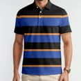 thumbnail image 1 of Polo T Shirts for Men Stripe Casual Breathable Short Sleeved Top Golf Buckle Button Collar Classic Shirts for Men Blue L, 1 of 4