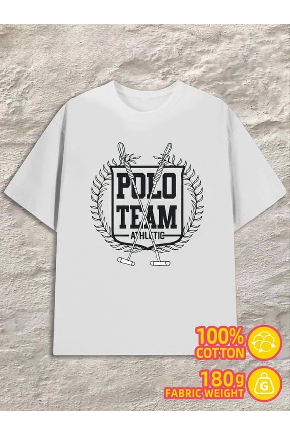 Polo Team Athletic mens 180G 100% Cotton white Classic Unisex Shirt Graphic Tee tshirts Retro Unisex Shirt Short Sleeve tshirts Vintage Unisex Shirt Graphic Tee tshirts
