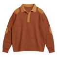 thumbnail image 1 of Polo Tees for Men Long Sleeve Waffle Tee Shirts Basic Orange TShirts for Men, 1 of 2