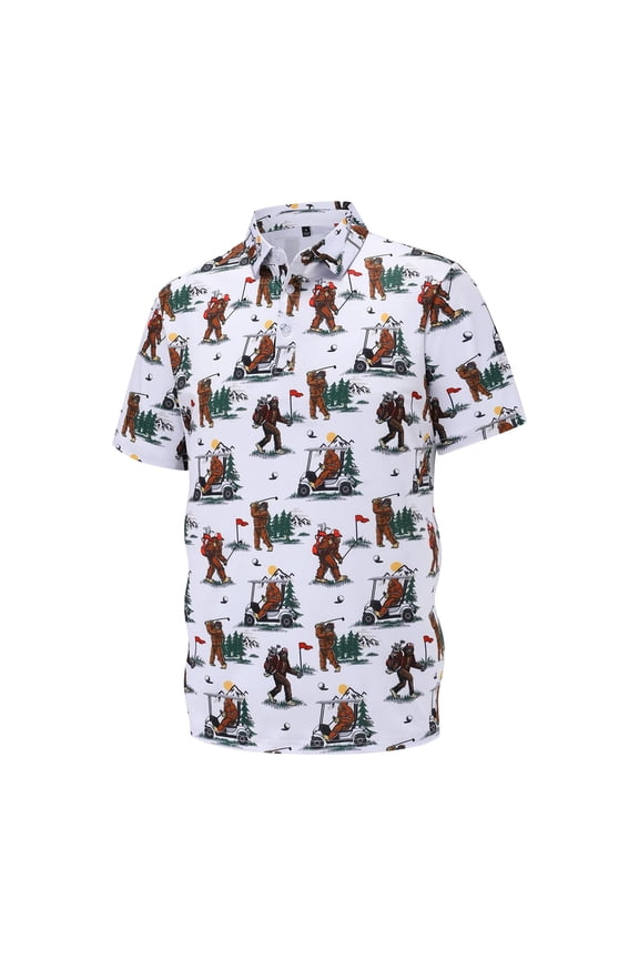 Polo Tees for Men Snow Golf Print Short Sleeve Polo Shirt Lightweight Casual Top Slim Fit Mens Tees