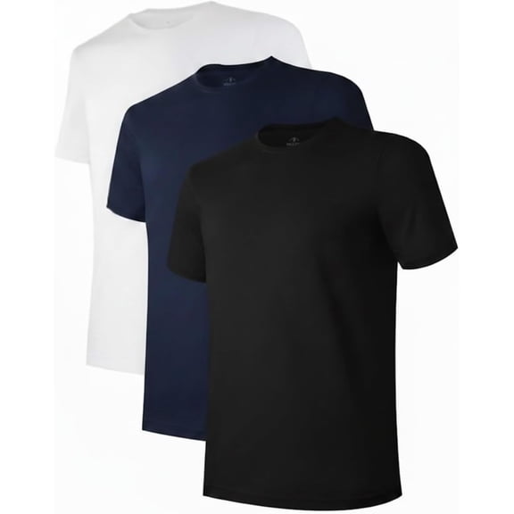 Polo Wear Men's Crew Neck T-Shirts 3 Pack – Soft Cotton Blend Short Sleeve Basic Tee