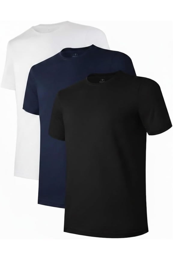 Men's Crew Neck T-Shirts 3 Pack – Soft Cotton Blend Short Sleeve Basic Tee