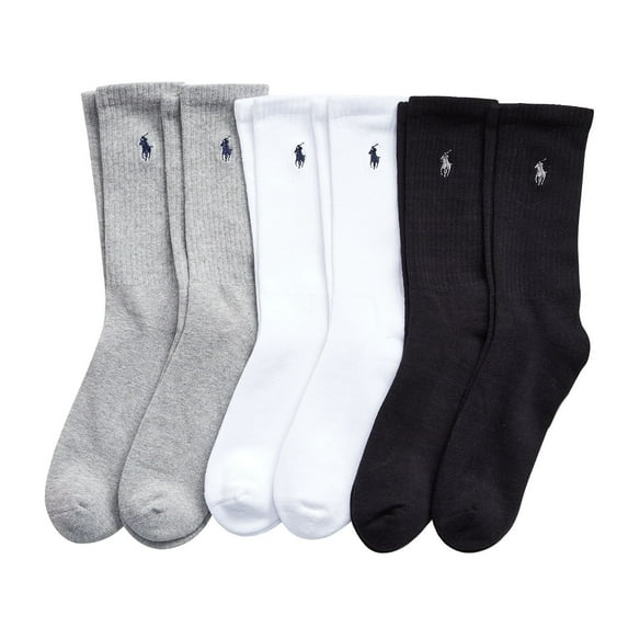 Polo by Ralph Lauren Mens Casual Socks (Black/White/Gray),10-13