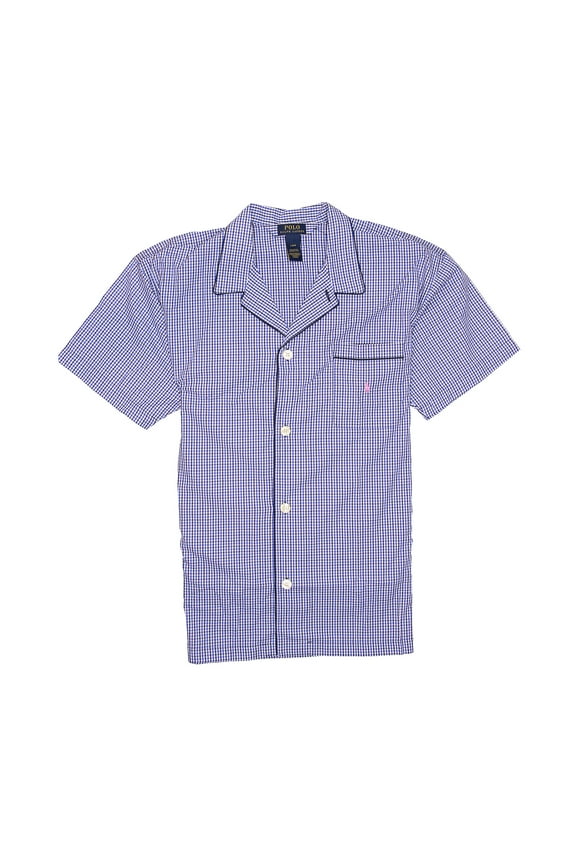 Polo by Ralph Lauren Mens Checked Nightshirt (Large, Blue)