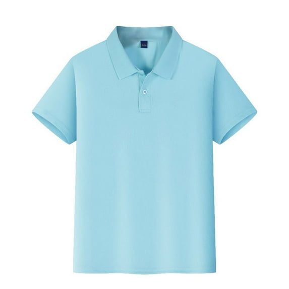 Polo for Girls School Uniform Short Sleeve Polo 6-11 Years Button Closure, Pique Fabric, Tagless Light Blue Size 10-11Y