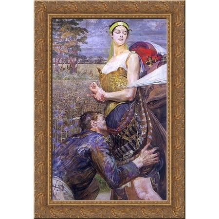 Polonia 19x24 Gold Ornate Wood Framed Canvas Art by Malczewski, Jacek