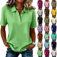 thumbnail image 1 of Polos Golf Shirts Womens Short Sleeve Collared Shirt Quick Dry Tennis Work Athletic Tops Green M, 1 of 5