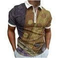 thumbnail image 1 of Polos Shirts for Men Adult Golf Summer Casual Short Sleeve Zipper Turn-Down Collar Shirt Tops Slim Fit Henley T-Shirt Printed Blouse Men's Tees Business Work Tops, 1 of 5