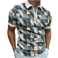 thumbnail image 1 of Polos Shirts for Men Adult Golf Summer Casual Short Sleeve Zipper Turn-Down Collar Shirt Tops Slim Fit Henley T-Shirt Printed Blouse Men's Tees Business Work Tops, 1 of 5