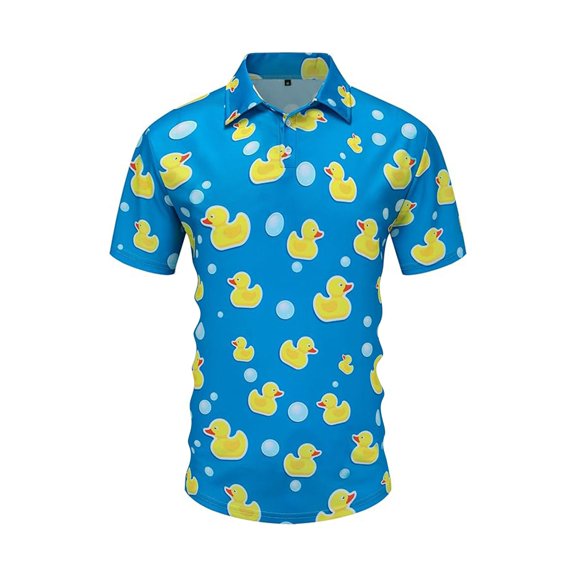 Polos for Men Cute Print Quick Dry Thin Turndown Collar Shirts Breathable Short Sleeve Slim Fit Casual Tshirt for Men