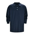thumbnail image 1 of Polos for Men Long Sleeve Button Down Tee Shirt Basic Navy Mens Vacation Outfits, 1 of 7