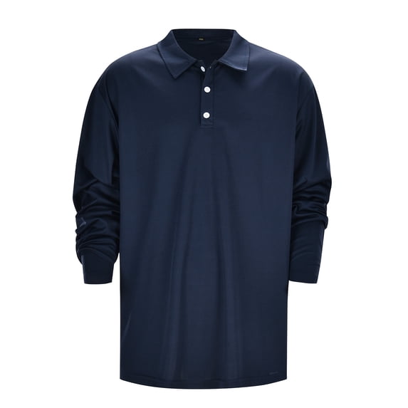Polos for Men Long Sleeve Button Down Tee Shirt Basic Navy Mens Vacation Outfits