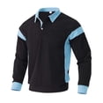 thumbnail image 1 of Polos for Men Long Sleeve Quarter Button Up Tee Shirt Basic Black Men T Shirts, 1 of 9