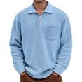 thumbnail image 1 of Polos for Men Long Sleeve Quarter Zip Corduroy Tees Shirts Lightweight Blue Mens Golf Shirt, 1 of 5