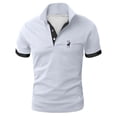 thumbnail image 1 of Polos for Men Short Sleeve Deer Print Lapel T Shirt Color Matching Loose Business Foreign Trade Casual Men Polo Shirts White XL, 1 of 3