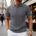 thumbnail image 1 of Polos for Men Short Sleeve Quarter Button Up Tees Shirts Slim Fit Grey Work Shirts for Men, 1 of 4