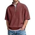 thumbnail image 1 of Polos for Men Short Sleeve Quarter Zip Tees Shirts Basic Red Mens T-Shirts, 1 of 4