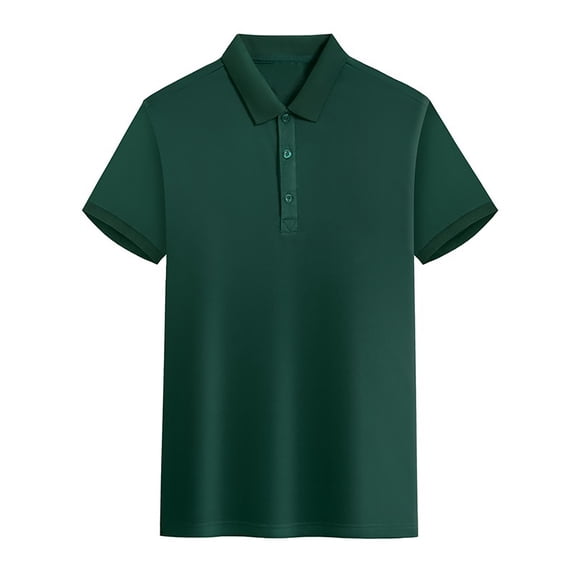 Polos for Men Short Sleeve Solid Color Collared T Shirt Summer Casual Comfortable Classics Work Men Polo Shirts Dark Green XL