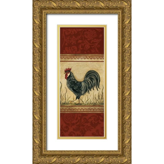 Poloson, Kimberly 10x18 Gold Ornate Wood Framed with Double Matting Museum Art Print Titled - Classic Rooster II