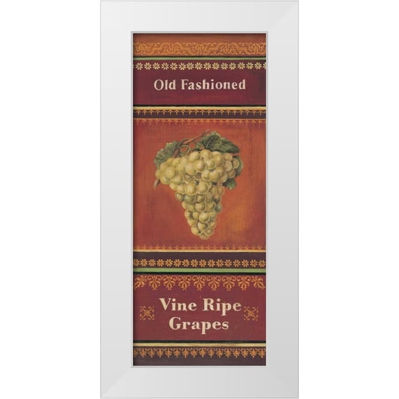 Poloson, Kimberly 10x18 White Modern Wood Framed Museum Art Print Titled - Vine Ripe Grapes