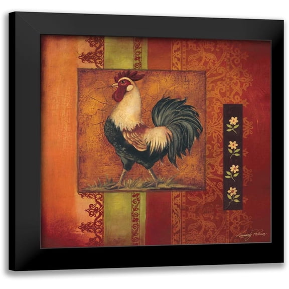 Poloson, Kimberly 12x12 Black Modern Framed Museum Art Print Titled - Murano Rooster II
