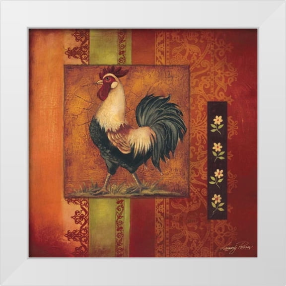 Poloson, Kimberly 12x12 White Modern Wood Framed Museum Art Print Titled - Murano Rooster II