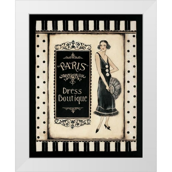Poloson, Kimberly 12x14 White Modern Wood Framed Museum Art Print Titled - Paris Dress Boutique