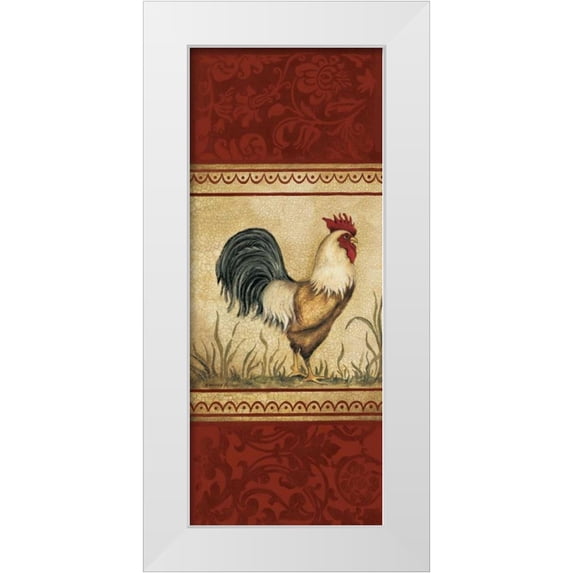 Poloson, Kimberly 12x24 White Modern Wood Framed Museum Art Print Titled - Classic Rooster I