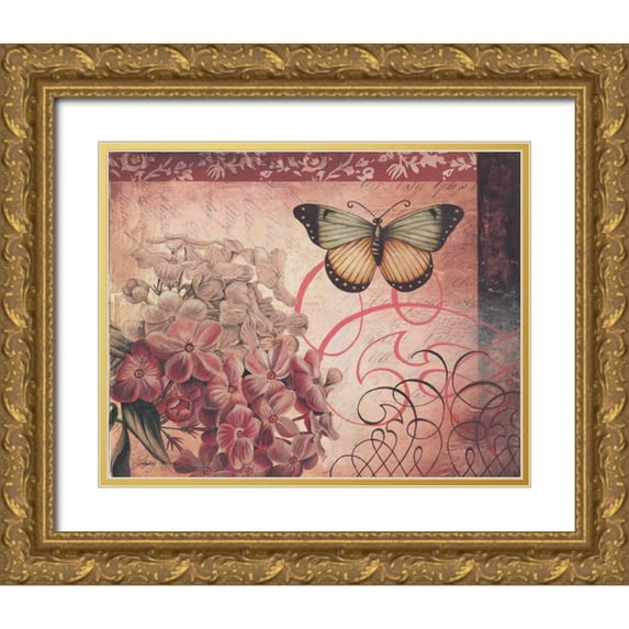 Poloson, Kimberly 14x12 Gold Ornate Wood Framed with Double Matting Museum Art Print Titled - Le Rose a Monte II