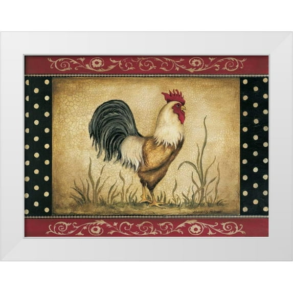 Poloson, Kimberly 24x19 White Modern Wood Framed Museum Art Print Titled - Cock-a-Doodle-Doo
