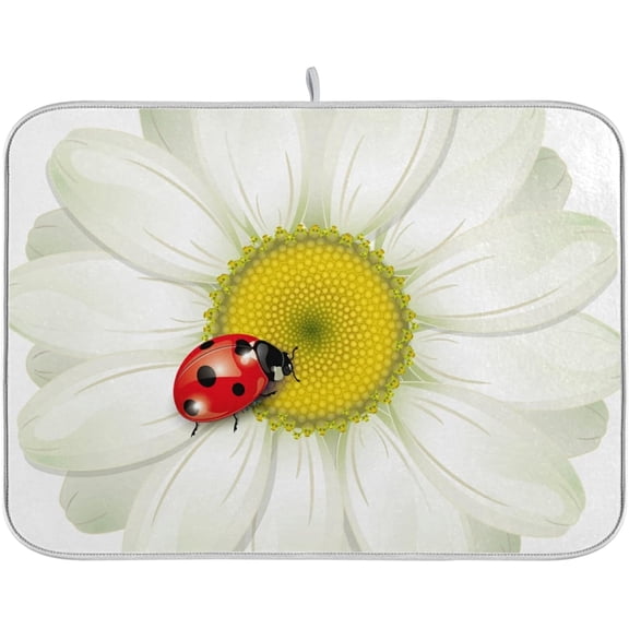 Polovillae Colorful Tropical Flowers Dish Drying Mat for Kitchen Counter Absorbent Heat Resistant Microfiber Dishes Drainer Mat 16x18 in Dish Pad Sink Mat Protective Pad Kitchen Decor
