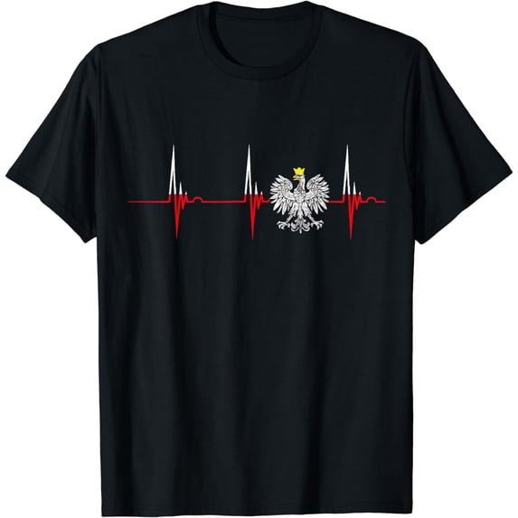 Polska Eagle Polish Heartbeat EKG Pulse Poland Pride Roots T-Shirt