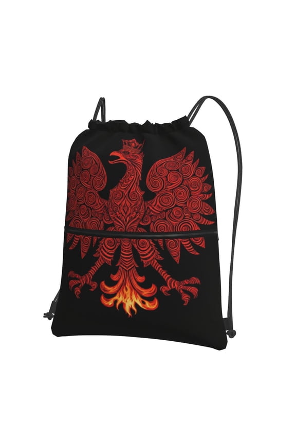 Polska-Polish Drawstring Backpack Water Resistant String Bag Sports Sackpack Gym Sack For Men Women
