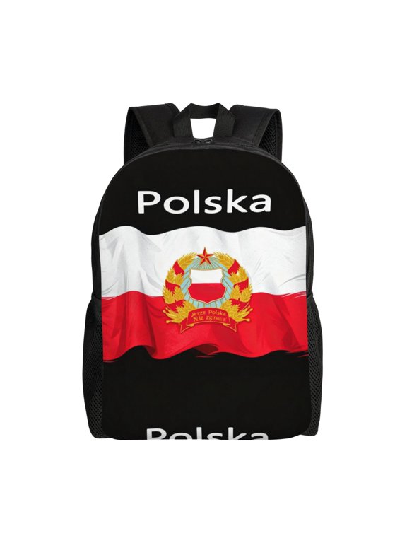 Polska Polish Flag Backpack Travel Laptop Bag College Daypack for Men Women