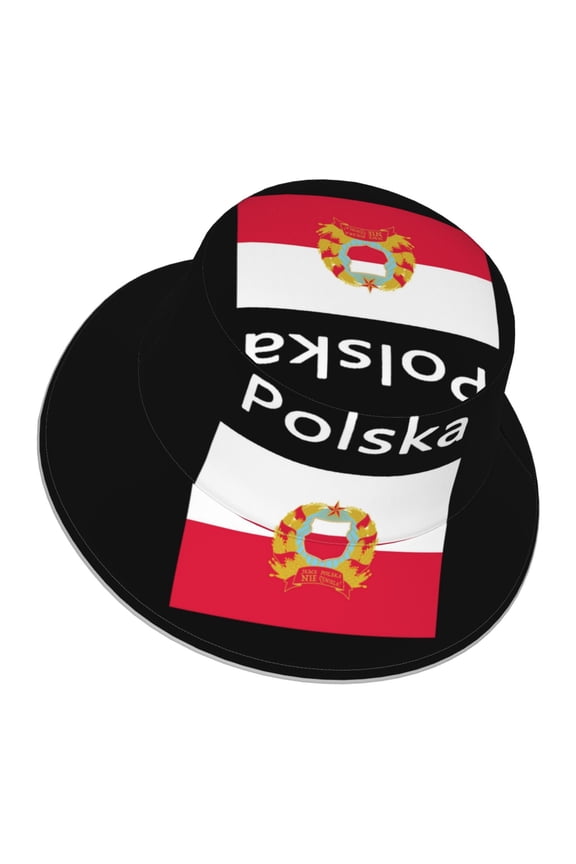 Polska Polish Flag Bucket Hat With Reflective Stripe Beach Sun Fishing Hat Reversible For Men Women