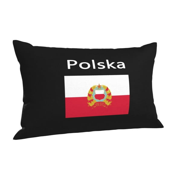 Polska Polish Flag Rectangle Throw Pillow Cover Cushion Case Hidden Zipper Home Decorative Pillowcase Printed 16"x24"