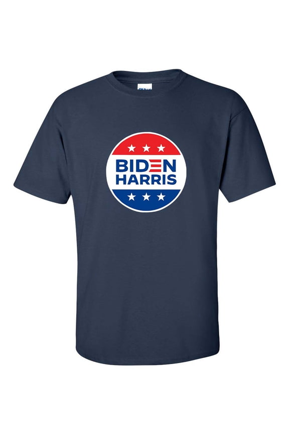Poltiical Biden Harris 2020 Red, White, and Blue Circle Logo Short Sleeve T-shirt-Navy-small
