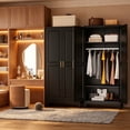 thumbnail image 1 of Polup 86“ H Metal Armoire Wardrobe Closet, Adult Large Wardrobe Cabinets with Hanging Rod, Black, 1 of 9
