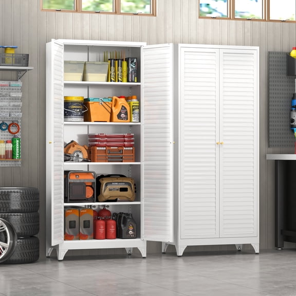 Polup 75"Tall Modern Metal Cabinet, Tool Cabinets,Doors and Adjustable Shelves