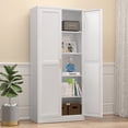 thumbnail image 1 of Polup 71" Tall Modern Storage Cabinet,Kitchen Pantry Storage Cabinet with Doors and 4 Shelves,White Metal, 1 of 11