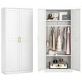 thumbnail image 1 of Polup 71" H Modern Metal Sturdy Armoire Cabinet with Shelves and Hanging Rod, Adult Bedroom Wardrobe Closet with Doors, 1 of 9