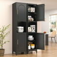 thumbnail image 1 of Polup 75" H Metal Kitchen Pantry Storage Cabinet,Black Modern Cupboard with 4 Adjustable Shelves, 1 of 8