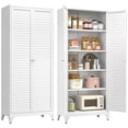 thumbnail image 1 of Polup 75" Height Metal white Storage Cabinet, Modern Tall Steel Pantry Cupboard with 2 Doors and Adjustable Shelves for Kitchen Garage and Home, 1 of 9