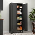 thumbnail image 1 of Polup Black 75" H Kitchen Pantry Storage Cabinet, Pantry  Cupboard with Doors and Adjustable Shelves, 1 of 9