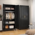 thumbnail image 1 of Polup Metal Armoire Wardrobe Closet with Hanging Rod, 71" Tall Clothing Storage Cabinet with Adjustable Shelves,Black, 1 of 9