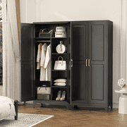 SteeLoong 71" Adult Metal Armoire Modern Wardrobe Closet with 2 Doors Hanging Rod and Adjustable Shelves
