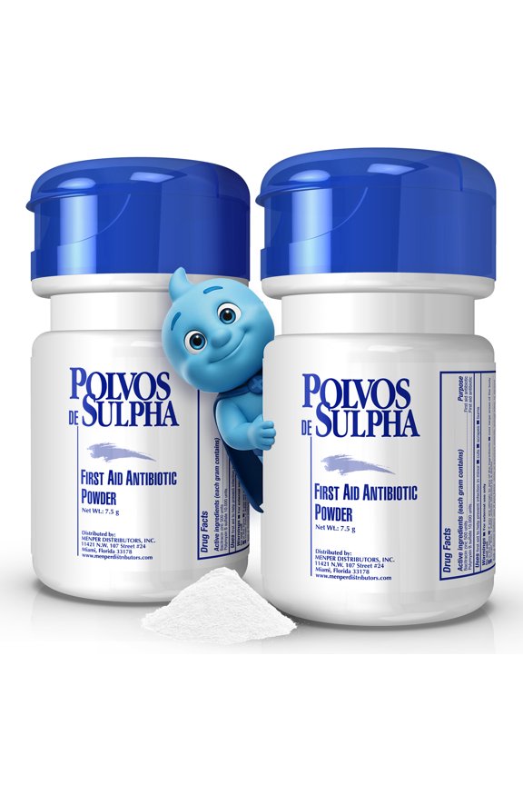 Antibiotic Powder with Bacitracin, Pain Relief, Wound Healing & Protection, 7.5g, 2-Pack