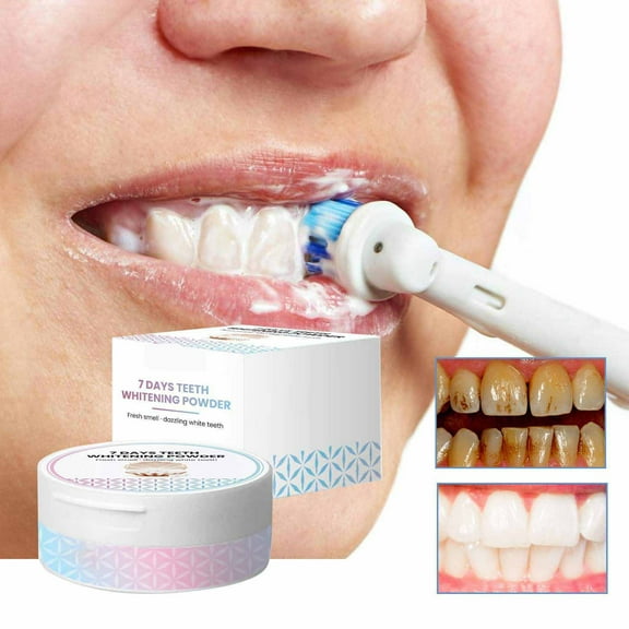 Polvo blanqueador dental enzimático, fórmula blanqueadora natural de 50 g, sabor refrescante a menta, elimina manchas en dientes sensibles, envase apto para viajes, cuidado bucal sin flúor