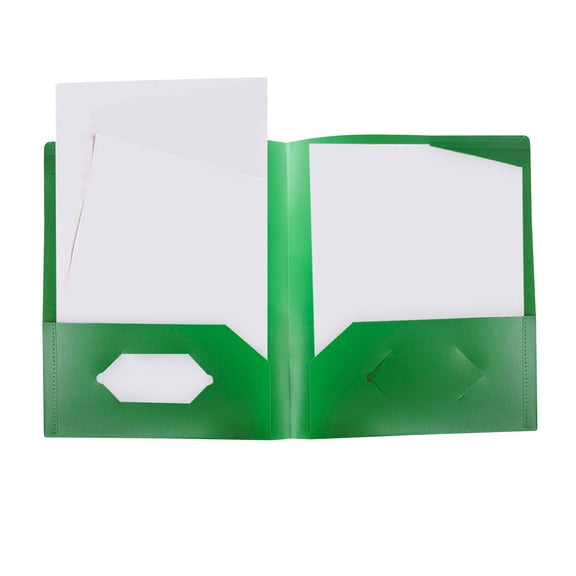 Poly 2-Pocket Folder, Project Folders with 2 Pockets Fits for Documents Paper Letter Size, 2 Pocket Folders with Business Card Slot for Home Office Meeting File Presentation, 1Pc(Green,11.8x9.4")