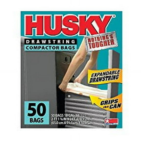 Poly-America HK18XDS050W Trash Compactor Bag, 18 Gallon, White, Pack of Two